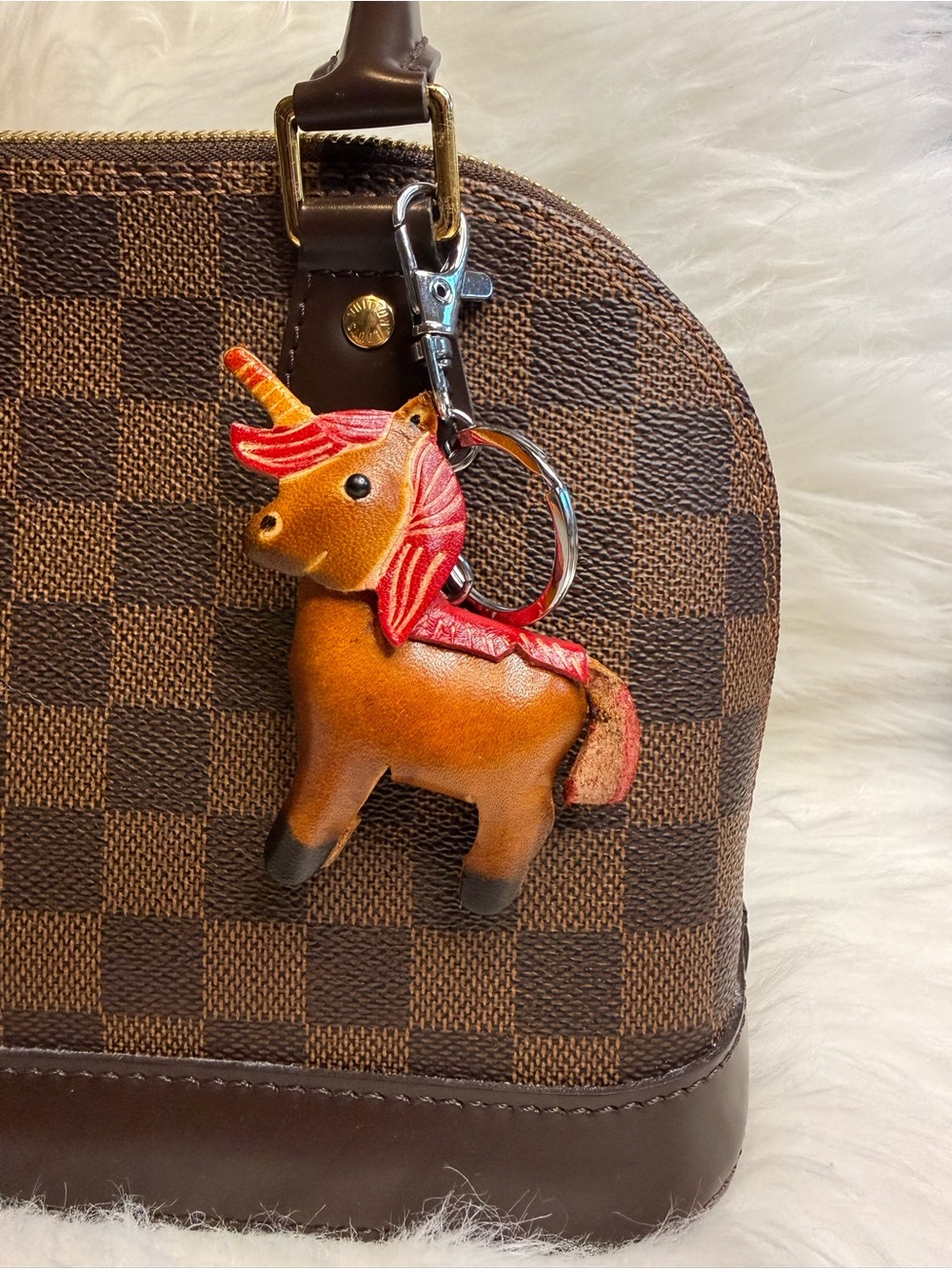 Leather Unicorn Keychain bag Charm